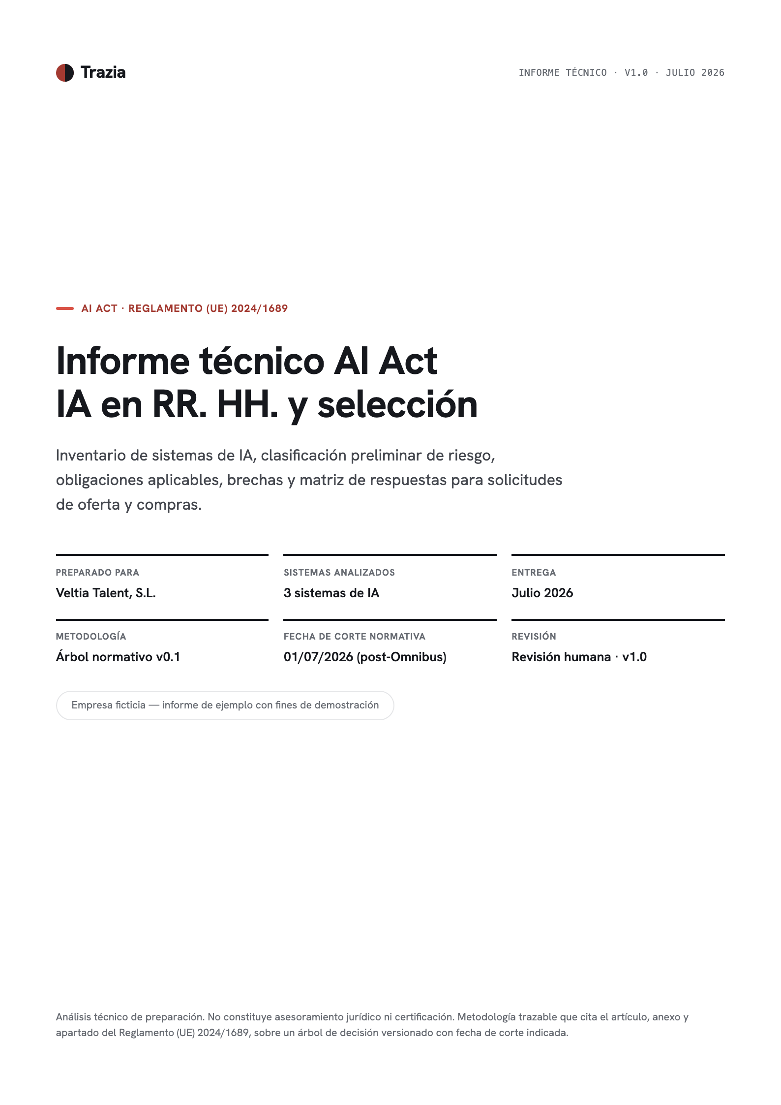 Abrir el informe de ejemplo — Informe técnico · caso ficticio